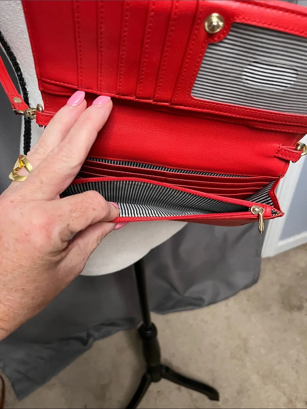 Classic Red Leather Crossbody Clutch - Women’s Convertible Bag